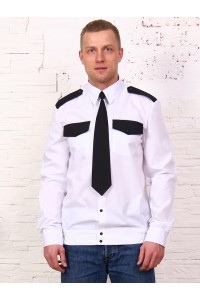 Рубашка охранника длинный рукав, на поясе, белая
